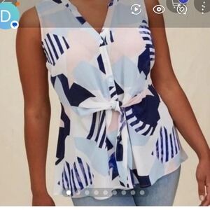 Torrid Abstract Print Sleeveless Top - Blue, Pink, White